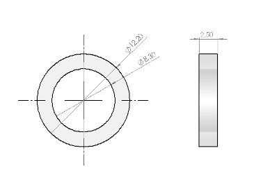 Joint d'étanchétité Ø12.2/8.2 Ep2.5 en PTFE